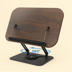NovaBlk Acrylic Book Stand for Reading Adjustable Book Holder with 360° Rotating Base Elastic Page Clips Foldable Laptop Stand