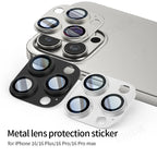 For iPhone 16 Pro Max Screen Protector 9H Corning Glass with Aluminum Metal Camera Lens Cover Protective Film for iPhone 16