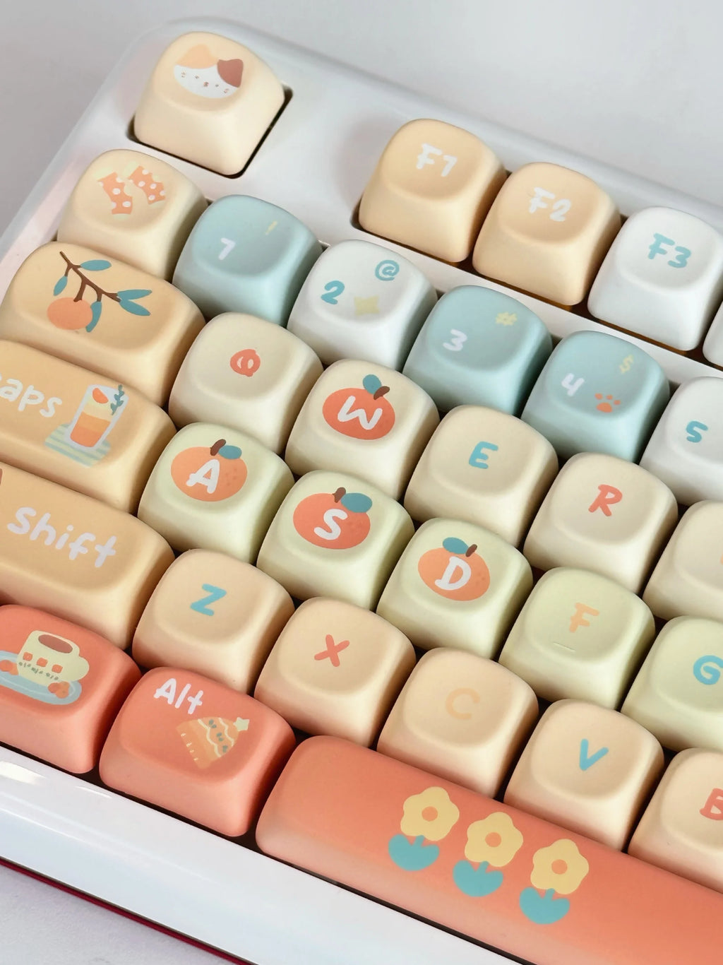 Orange Soda Keycap 131 Keys XOA Profile PBT Five-sided Sublimation Custom Keycaps for Mechanical Keyboard Cute Korean Key Caps