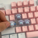 4pcs high-quality epoxy resin DIY semi transparent cute cat paw cross axis mechanical keyboard keycaps universal accessories