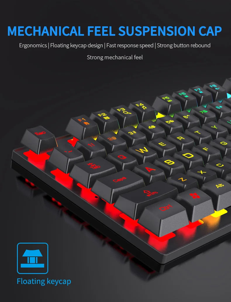 Mechanical Keyboard Wired Gaming Keyboard 104 Keys RGB Backlit Receiver for Laptop Desktop Ergonomics Keycap PC Accessories