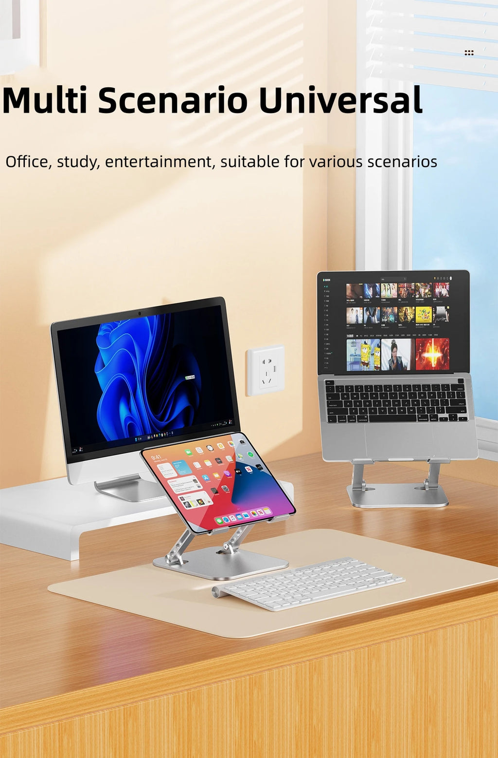 Laptop Stand, Adjustable Laptop Stand for Desk, Aluminum Computer Stand Portable , for Mac HP ASUS Acer ThinkPad Dell Lenovo
