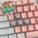 4pcs high-quality epoxy resin DIY semi transparent cute cat paw cross axis mechanical keyboard keycaps universal accessories