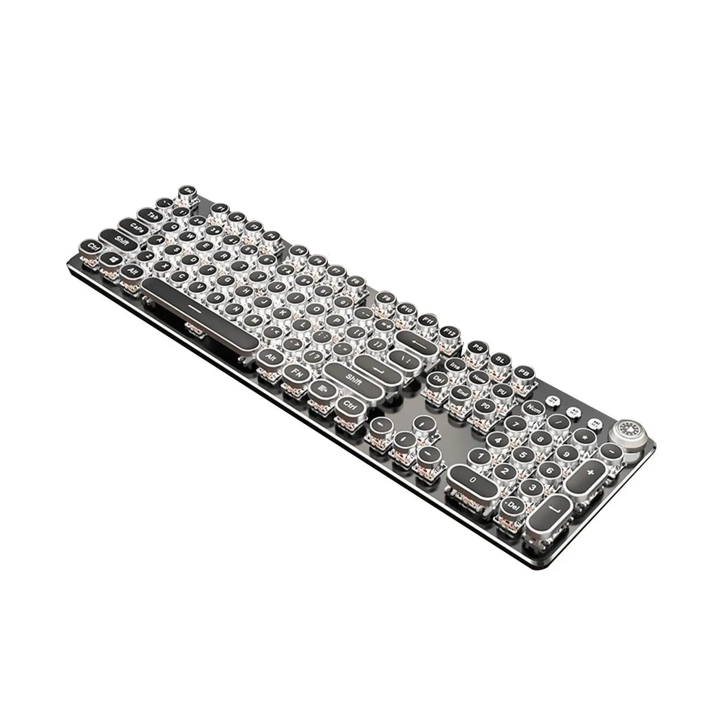 Mechanical Gaming Keyboard USB Wired Keyboard Steampunk Keyboard Black Switch Retro Punk 104 Key Round Keycaps for PC Office
