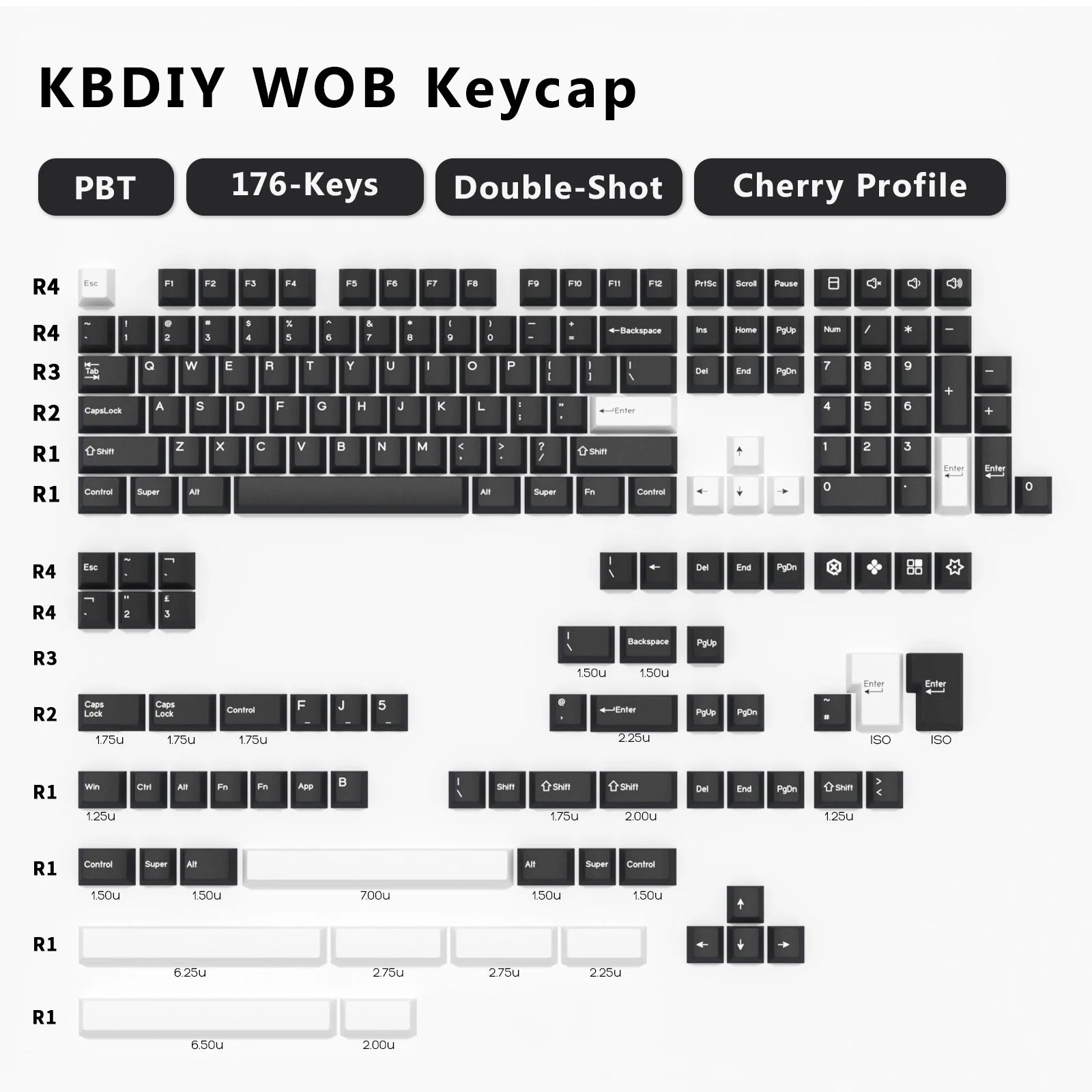 KBDiy 176 Keys Caps GMK Blue Samurai Keycap Cherry Profile Double Shot PBT for Mechanical Gaming Keyboard Retro ISO 7U Space Bar