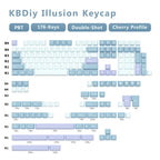 KBDiy 176 Keys Caps GMK Blue Samurai Keycap Cherry Profile Double Shot PBT for Mechanical Gaming Keyboard Retro ISO 7U Space Bar