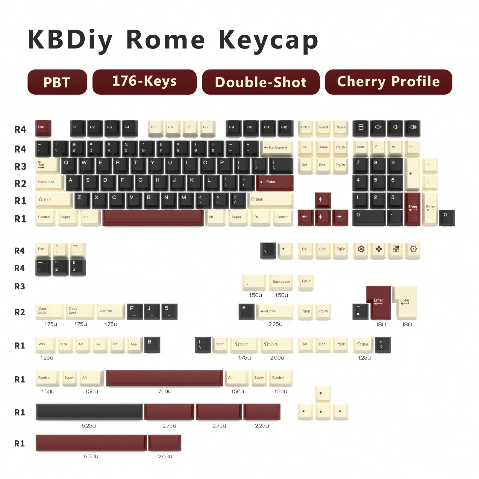 KBDiy 176 Keys Caps GMK Blue Samurai Keycap Cherry Profile Double Shot PBT for Mechanical Gaming Keyboard Retro ISO 7U Space Bar
