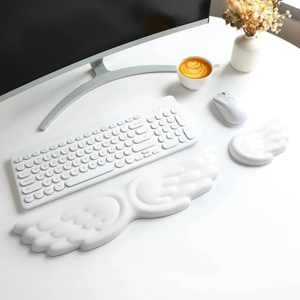 Keyboard Mouse Wrist Rest Pad Material Angel Wing Memory Foam Anti-Slip Desktop Office Gamer Mouse Mechanical Key Wrist Rest Pad
