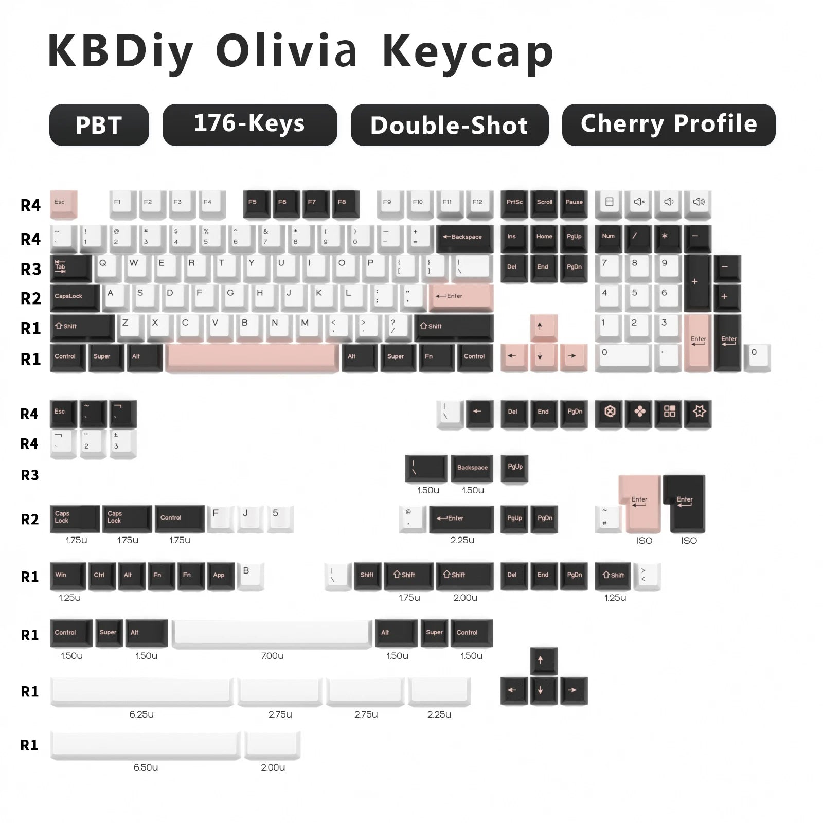KBDiy 176 Keys Caps GMK Blue Samurai Keycap Cherry Profile Double Shot PBT for Mechanical Gaming Keyboard Retro ISO 7U Space Bar