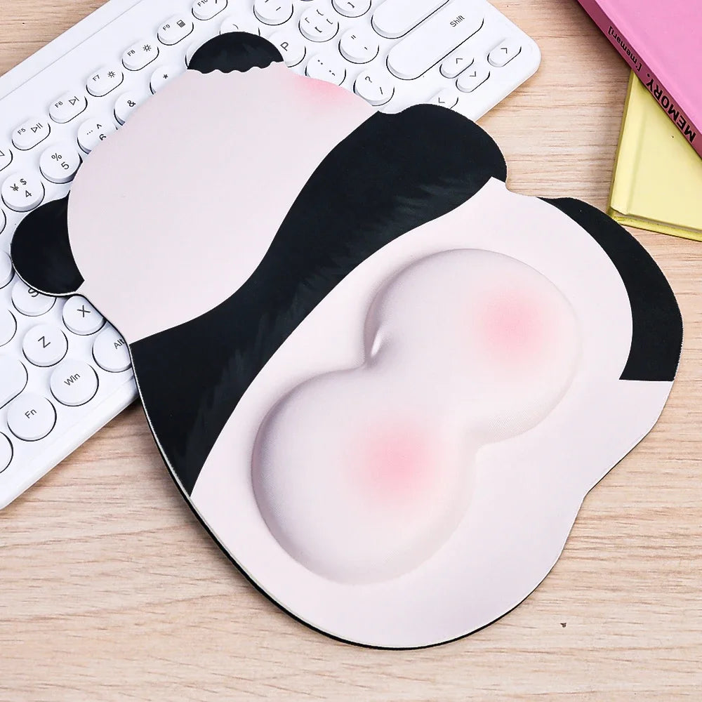 Kawaii 3D Panda Mouse Pad Ergonomic Wrist Rest Support for Gaming Office Computer Laptop Non-Slip Cute Panda Butt Mouse Pads