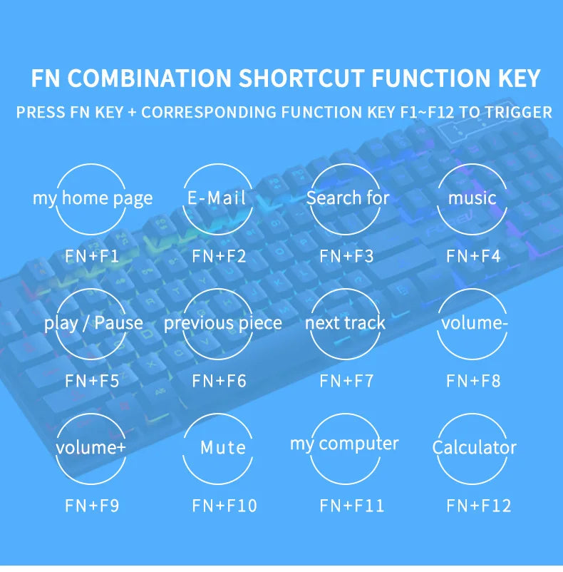 Mechanical Keyboard Wired Gaming Keyboard 104 Keys RGB Backlit Receiver for Laptop Desktop Ergonomics Keycap PC Accessories
