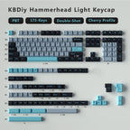KBDiy 176 Keys Caps GMK Blue Samurai Keycap Cherry Profile Double Shot PBT for Mechanical Gaming Keyboard Retro ISO 7U Space Bar