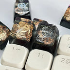 SA R1 Profile Black Gold Time Resin Keycaps Personalized Handmade Single for MX Mechanical Keyboard