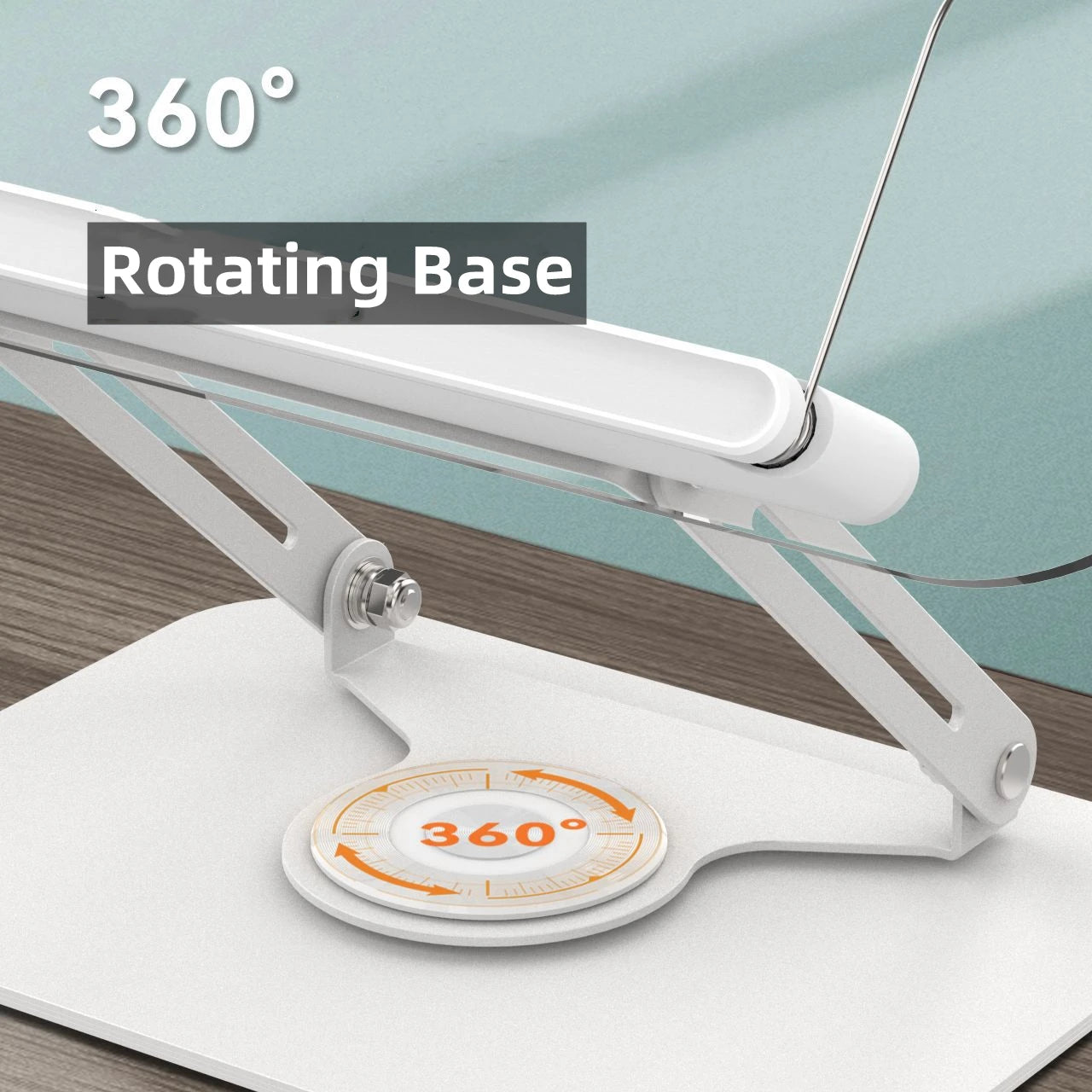 Acrylic Book Stand for Reading Adjustable Book Holder with 360° Rotating Base Elastic Page Clips Foldable Laptop Stand