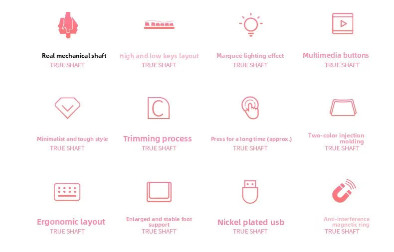 New Real mechanical keyboard, green axis, girls' internet, pink, blue, round key game, punk mechanical keyboard