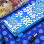 New Real mechanical keyboard, green axis, girls' internet, pink, blue, round key game, punk mechanical keyboard