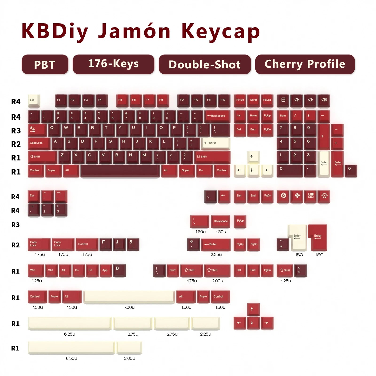 KBDiy 176 Keys Caps GMK Blue Samurai Keycap Cherry Profile Double Shot PBT for Mechanical Gaming Keyboard Retro ISO 7U Space Bar