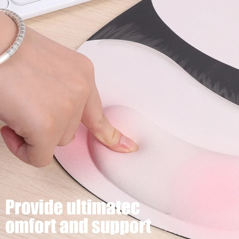 Kawaii 3D Panda Mouse Pad Ergonomic Wrist Rest Support for Gaming Office Computer Laptop Non-Slip Cute Panda Butt Mouse Pads