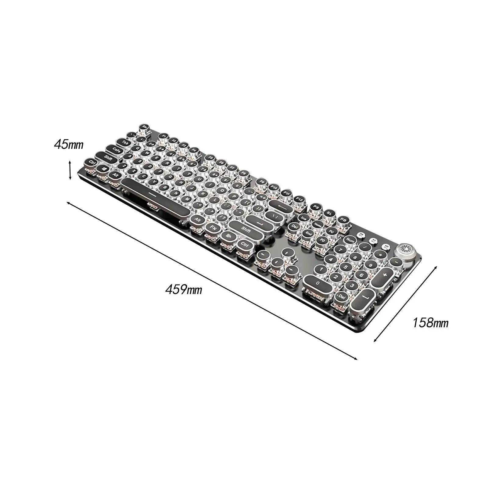 Mechanical Gaming Keyboard USB Wired Keyboard Steampunk Keyboard Black Switch Retro Punk 104 Key Round Keycaps for PC Office