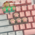 4pcs high-quality epoxy resin DIY semi transparent cute cat paw cross axis mechanical keyboard keycaps universal accessories