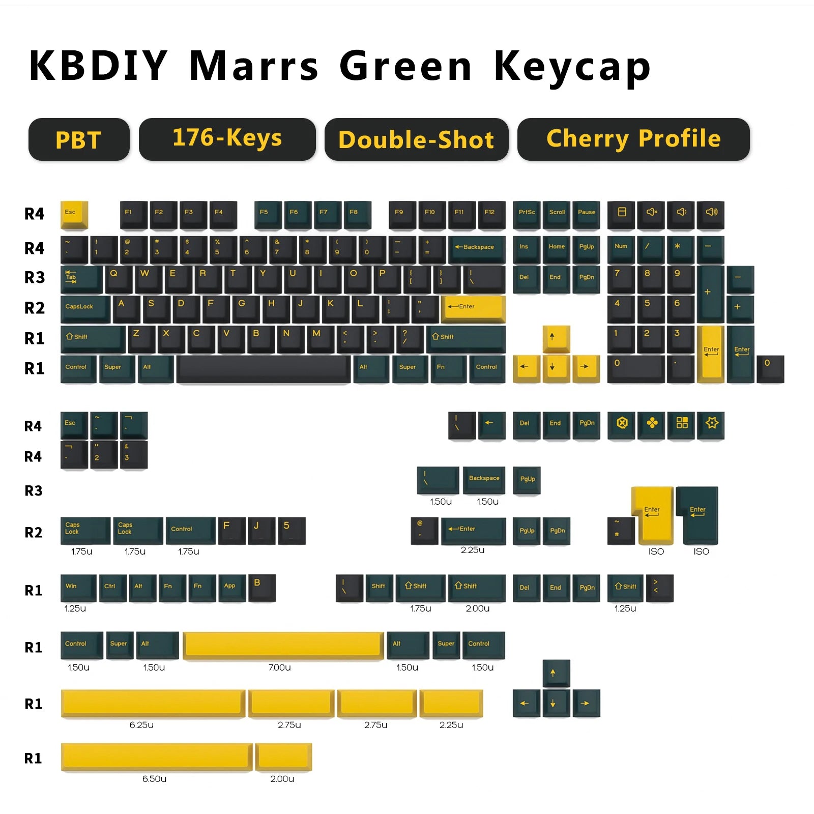 KBDiy 176 Keys Caps GMK Blue Samurai Keycap Cherry Profile Double Shot PBT for Mechanical Gaming Keyboard Retro ISO 7U Space Bar