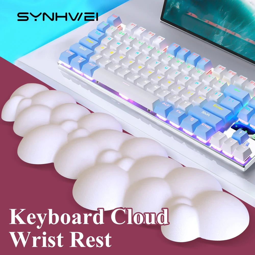 Cloud Keyboard Wrist Rest Soft Leather Memory Foam Wrist Support Cushion for Easy Typing Pain Relief Ergonomic Anti-Slip