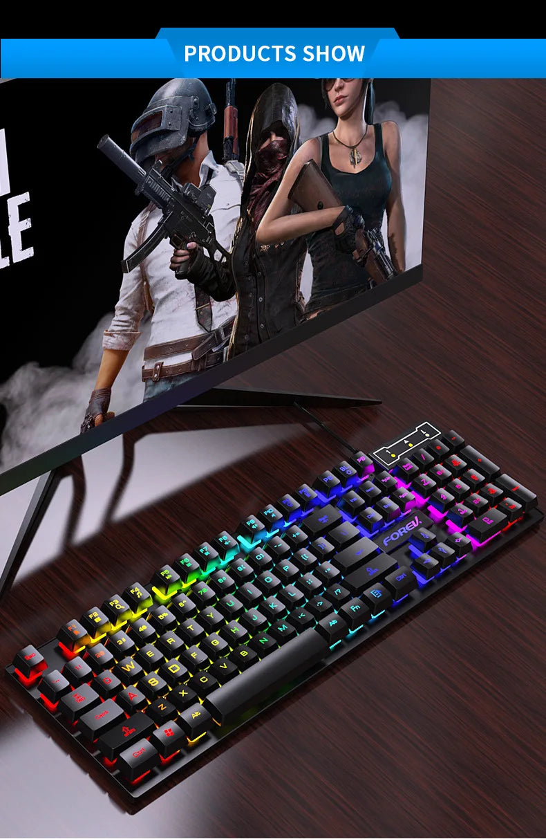 Mechanical Keyboard Wired Gaming Keyboard 104 Keys RGB Backlit Receiver for Laptop Desktop Ergonomics Keycap PC Accessories