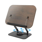 Acrylic Book Stand for Reading Adjustable Book Holder with 360° Rotating Base Elastic Page Clips Foldable Laptop Stand