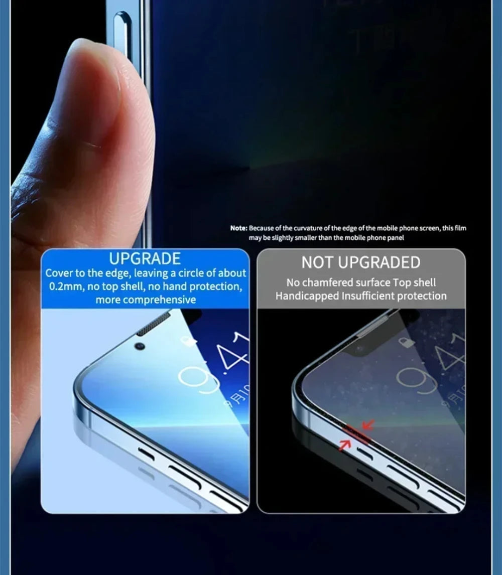 NNBILI 4Pcs Full Cover Privacy Screen Protector For iPhone 11 12 13 14 15 16 17 Pro Max Anti-spy Glass For iPhone16e 17Air Glass