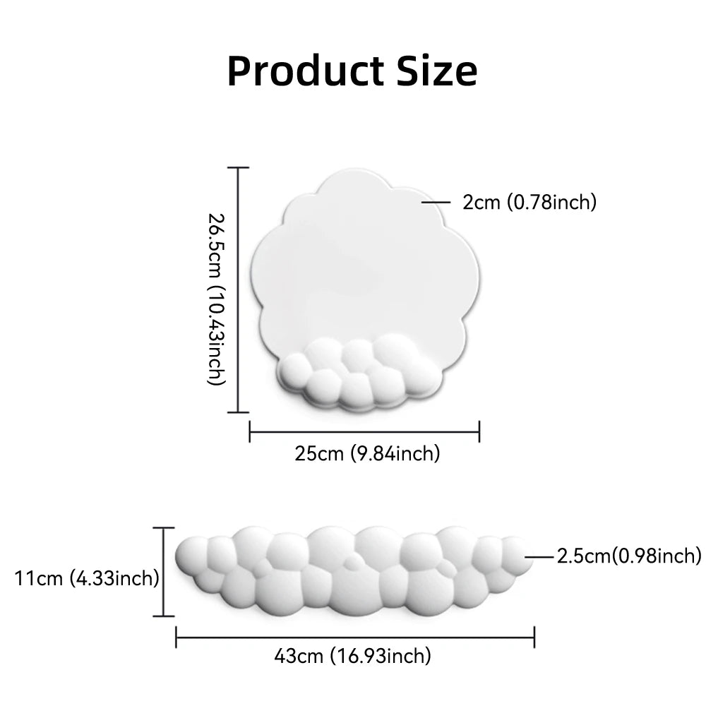 Cloud Keyboard Wrist Rest Soft Leather Memory Foam Wrist Support Cushion for Easy Typing Pain Relief Ergonomic Anti-Slip