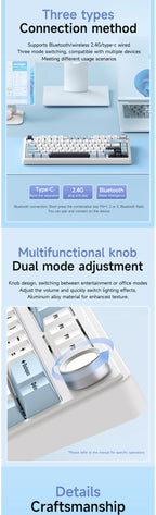 AULA F75 2.4G Wireless/Bluetooth/Wired Gaming Mechanical Keyboard RGB Customized 75% Layout OEM Profile Gasket Structure