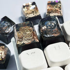 SA R1 Profile Black Gold Time Resin Keycaps Personalized Handmade Single for MX Mechanical Keyboard