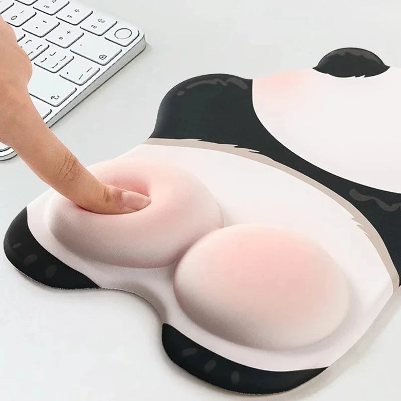 Kawaii 3D Panda Mouse Pad Ergonomic Wrist Rest Support for Gaming Office Computer Laptop Non-Slip Cute Panda Butt Mouse Pads