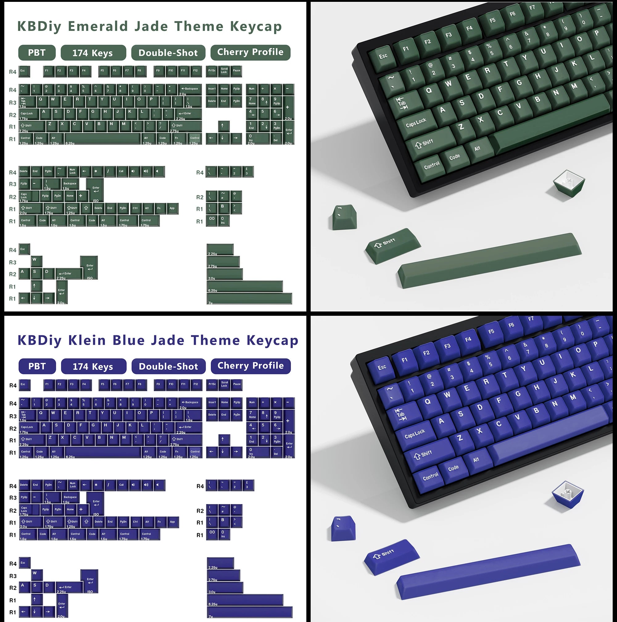 KBDiy 176 Keys Caps GMK Blue Samurai Keycap Cherry Profile Double Shot PBT for Mechanical Gaming Keyboard Retro ISO 7U Space Bar