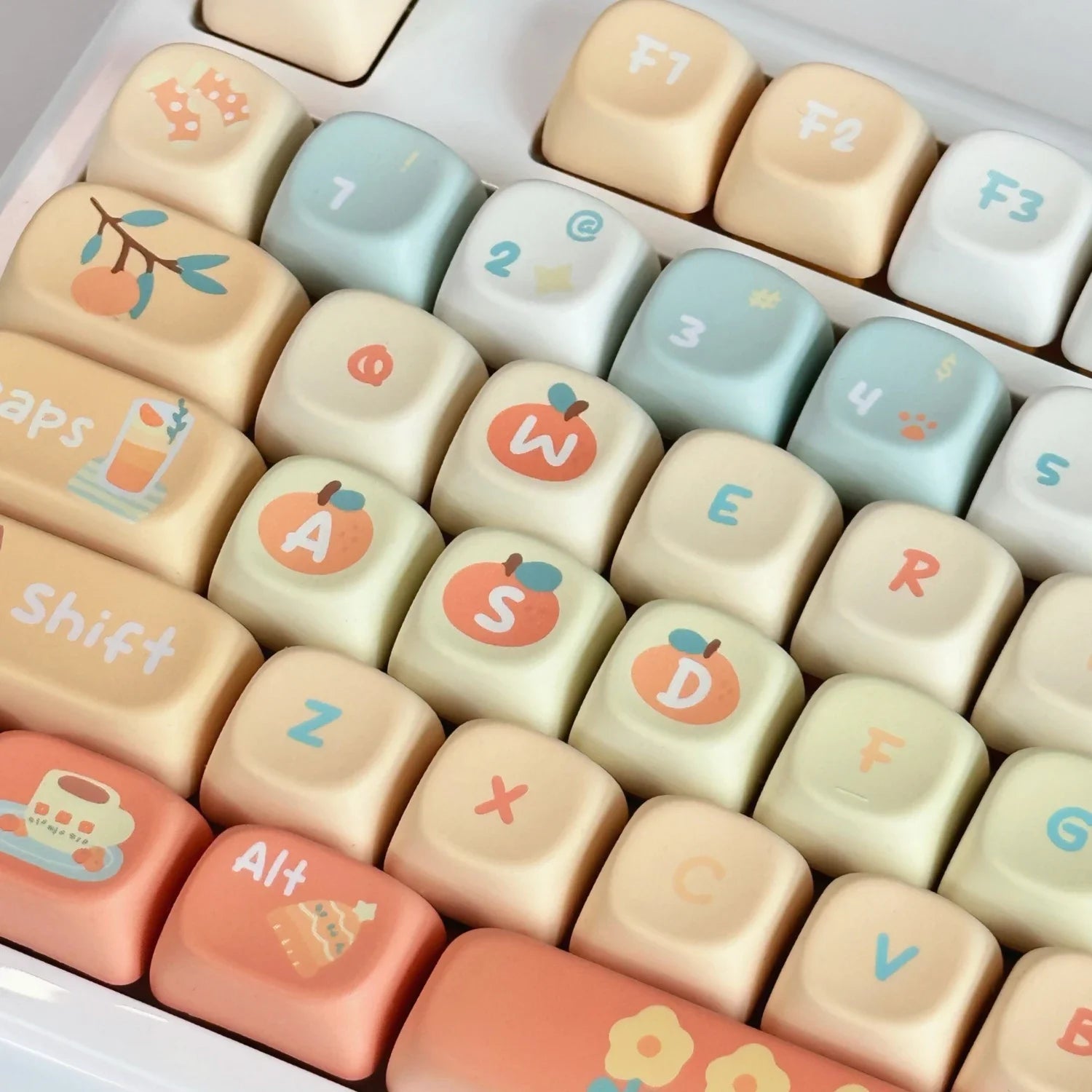 Orange Soda Keycap 131 Keys XOA Profile PBT Five-sided Sublimation Custom Keycaps for Mechanical Keyboard Cute Korean Key Caps