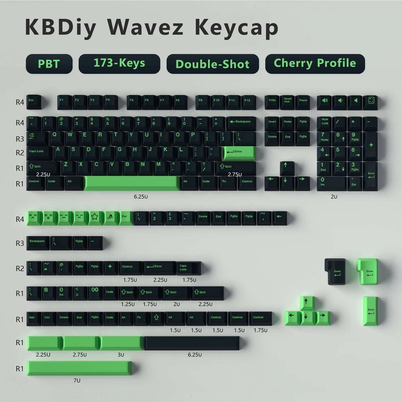 KBDiy 176 Keys Caps GMK Blue Samurai Keycap Cherry Profile Double Shot PBT for Mechanical Gaming Keyboard Retro ISO 7U Space Bar