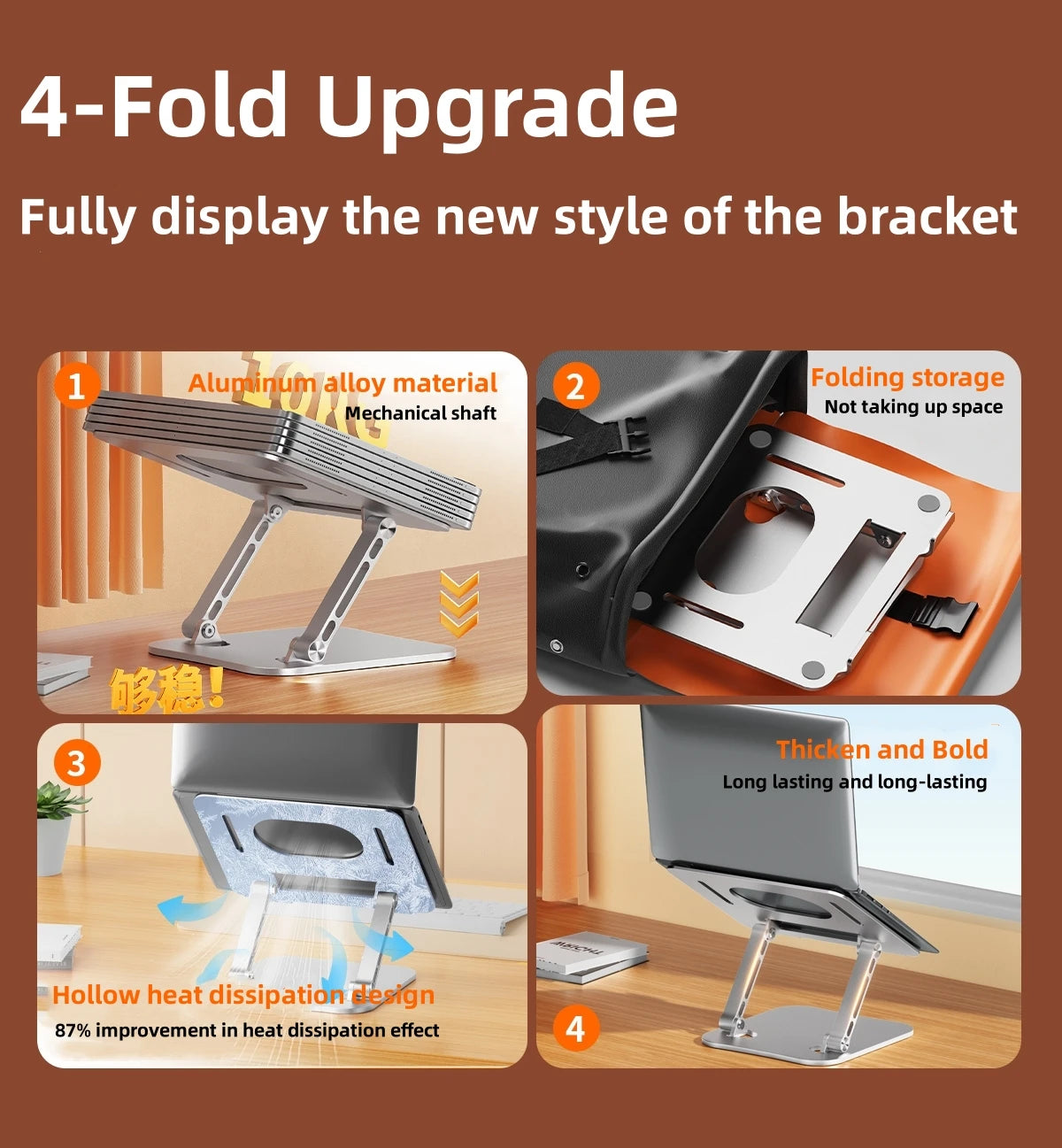 Laptop Stand, Adjustable Laptop Stand for Desk, Aluminum Computer Stand Portable , for Mac HP ASUS Acer ThinkPad Dell Lenovo