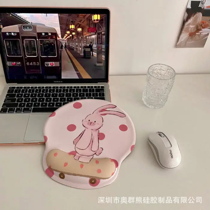 Cartoon Bear Couple Silicone Mouse Pad Thickened Wrist Protection Soft Hand Rest Anti-factory Store Office Mouse Mat