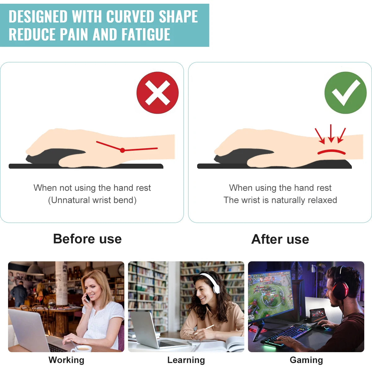 Pink Base Lovely Cat Mouse Pad Wrist Support-3D Ergonomic Soft Anti-Slip Wrist Rest Support Mat Computer MousePad for Office  PC