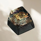 SA R1 Profile Black Gold Time Resin Keycaps Personalized Handmade Single for MX Mechanical Keyboard