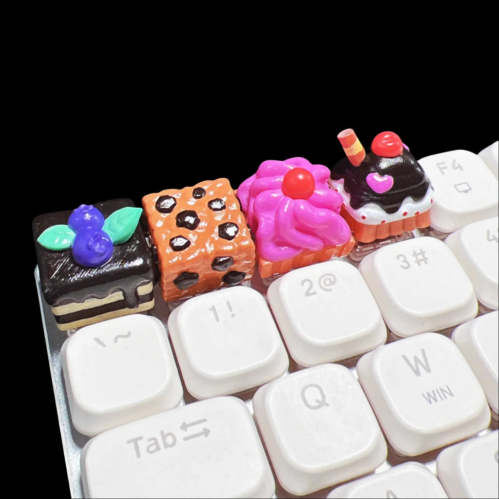 3D Customize Cakes Resin Keycaps PBT for Mechanical Keyboards with Cherry MX Switches DIY with Unique Personality Biscuit Design