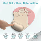 Pink Base Lovely Cat Mouse Pad Wrist Support-3D Ergonomic Soft Anti-Slip Wrist Rest Support Mat Computer MousePad for Office  PC
