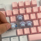 4pcs high-quality epoxy resin DIY semi transparent cute cat paw cross axis mechanical keyboard keycaps universal accessories