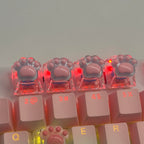 4pcs high-quality epoxy resin DIY semi transparent cute cat paw cross axis mechanical keyboard keycaps universal accessories