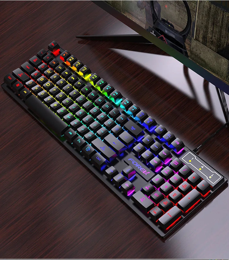 Mechanical Keyboard Wired Gaming Keyboard 104 Keys RGB Backlit Receiver for Laptop Desktop Ergonomics Keycap PC Accessories