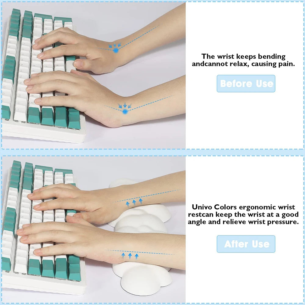 Cloud Keyboard Wrist Rest Soft Leather Memory Foam Wrist Support Cushion for Easy Typing Pain Relief Ergonomic Anti-Slip