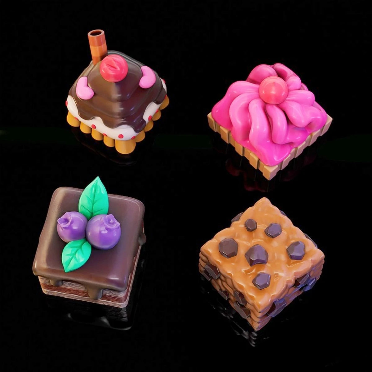 3D Customize Cakes Resin Keycaps PBT for Mechanical Keyboards with Cherry MX Switches DIY with Unique Personality Biscuit Design