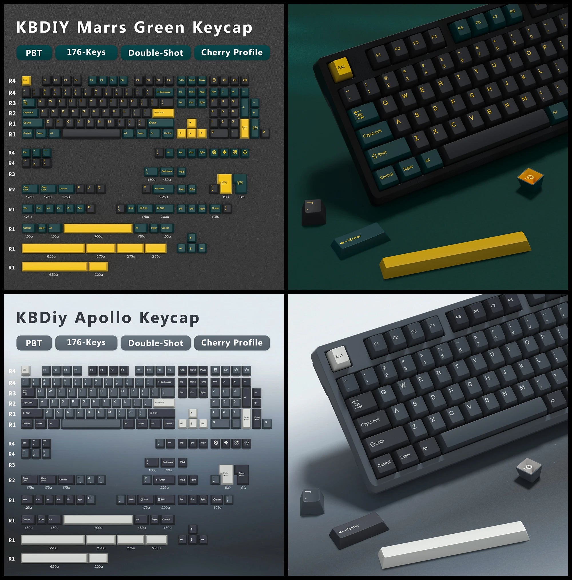 KBDiy 176 Keys Caps GMK Blue Samurai Keycap Cherry Profile Double Shot PBT for Mechanical Gaming Keyboard Retro ISO 7U Space Bar