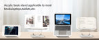 Acrylic Book Stand for Reading Adjustable Book Holder with 360° Rotating Base Elastic Page Clips Foldable Laptop Stand
