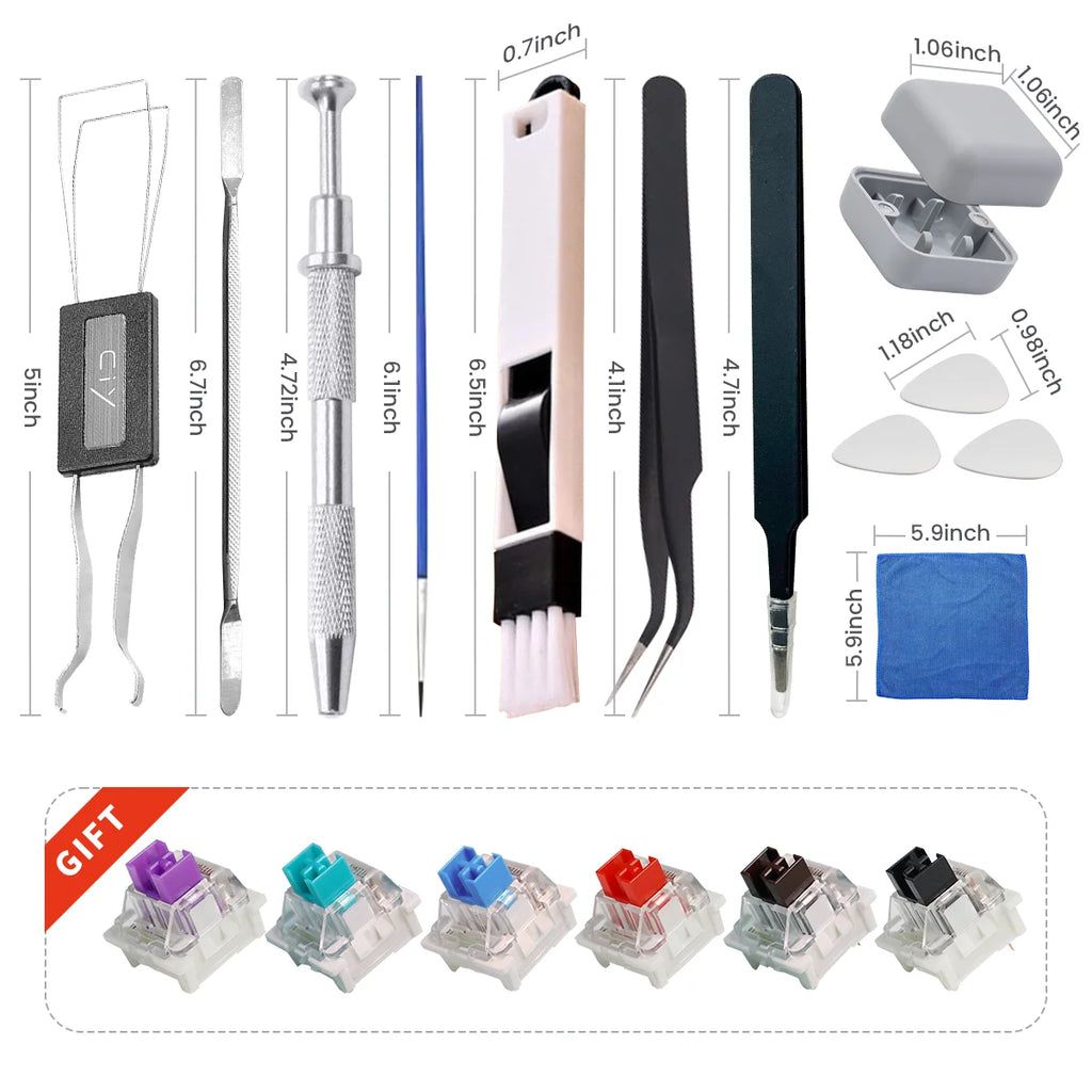 Mechanical Keyboard Tweezers Lube Tool Brush Switch Puller Opener Tester Stem Picker Holder Keyboard Disassemble Tools